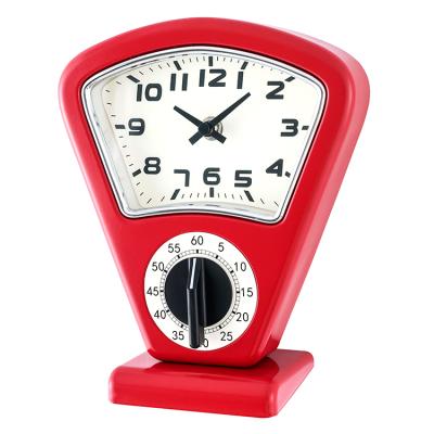 China Retro Antique Style Timer Kitchen Clock With Timer Table Clock Timer Quartz Table Clock For Home Kitchen for sale