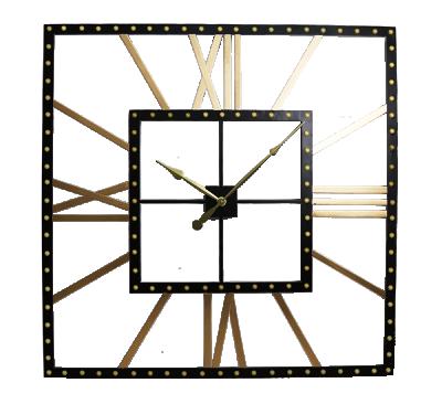 China Antique Style 47 Inch Retro Oversized Brown Color Square Metal Wire Skeleton Clock for sale