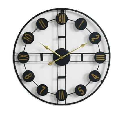 China Antique Style 25 Inch Large Size Round Brown Color Metal Wire Skeleton Clock Retro for sale