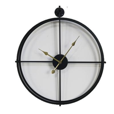 China Antique Style 25 Inch Big Size Round Brown Color Antique Metal Wire Skeleton Clock for sale