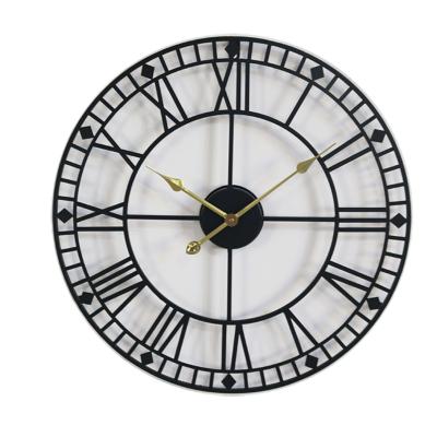 China Antique Style 25 Inch Big Size Round Brown Color Antique Metal Wire Skeleton Clock for sale