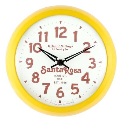 China Round Cartoon Children Time Teaching Colorful Numbers Luminous Yellow Frame Quartz Wall Clock for sale