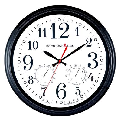 China LUMINOVA Customized Outdoor Wall Clock Quartz Logo Metal Retro Clock Garden Clock With Hygrothermograph for sale