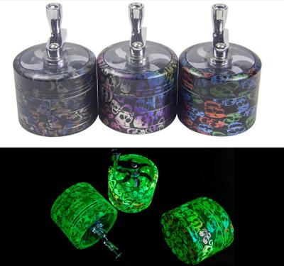 China New Luminous 40MM 50MM 55MM 63MM Glow in the Dark Herb Grinder Tobacco Crusher Zinc Alloy Luminous Grinder for sale