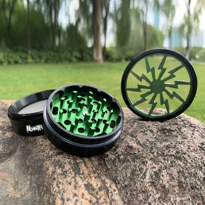 China Portable Handheld Type USA Canada Thailand Most Popular Clear Top Herb Grinder Aluminum Alloy Grinders With Pollen for sale