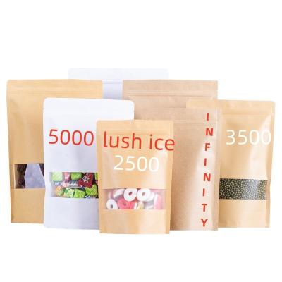 China Customized Recycled Materials Biodegradable Recycled Rack Up Dry Pouches Food Packaging Brown Kraft Paper Bags With Translucent Window for sale