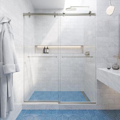 China Frameless Slide SeaWin Good Price Hotel Shower Room Bath Double Sliding Glass Shower Doors Smoothly Shower Glass for sale