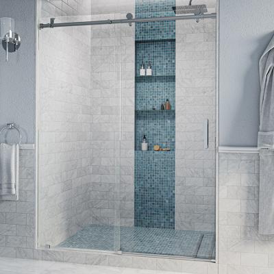 China DDP Modern Service Single Slide Tempered Glass Frameless Sliding Shower Doors for sale