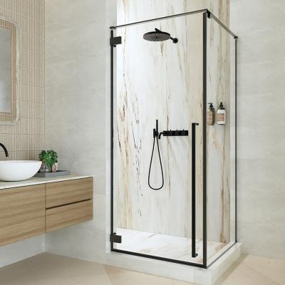 China Lifetime Warranty Hotel Modern Black 3/8 Door Rectangular Glass Shower Room Enclosure for sale