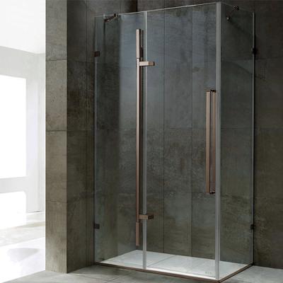 China Fameless Modern Tempered Glass Hotel Shower Hinge Pivot Rectangular Shower Enclosure for sale