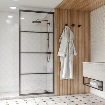 China Smoothly Slide Seawin Minimalism Cheap Black Shower Rooms Tempered Shower Door Glass Shower Panel Walk In for sale