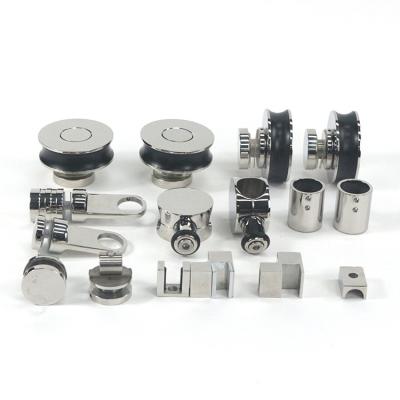 China Modern 70mm Pulley Stainless Steel Handle Shower Fittings Glass Sliding Door Kit Hardware for sale