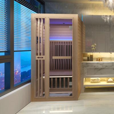 China Popular Outdoor Cabin Wood Canadian Cedar Computer Control Panel Spa Sauna Room for sale