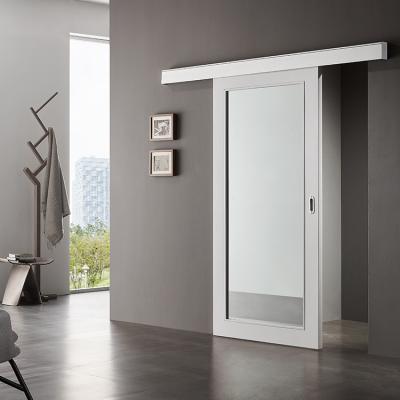 China Pulley White Wood Household Mirror Windproof Interior Rolling Barn Doors For Sale for sale