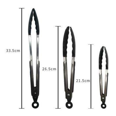 China Sustainable 7/9/12 Inch Silicone Food Clip BBQ Grilling Tongs Kitchen Stainless Steel Bread Clip Cooking Tools Accessories for sale