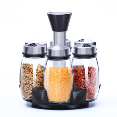 China New Sustainable Kitchen 120ml Glass Container Spice Seasoning Jar With Rotatable Rack for sale