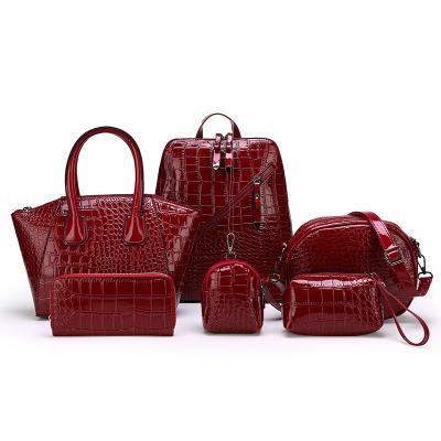 China Shoulder bag new 6pcs set bag backpack with packing wallet ALLIGATOR leathet for sale