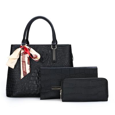 China Fashion Tote Bag 2020 3pcs Set Woman Designer Handbag Crocodile Bag Bow Bag for sale