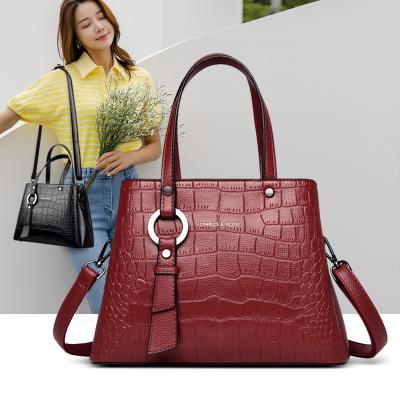 China 2021 Fashion Women Fashion Top-handle 3layer Bag Long Shoulder Leather Handbag Stripe Stone for sale