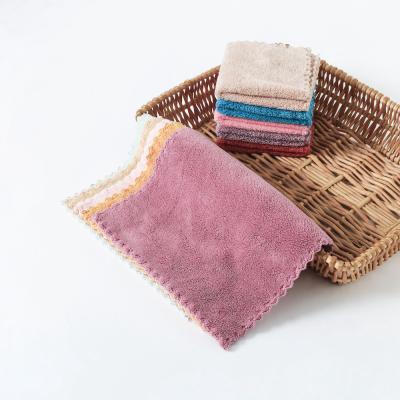 China 2021 New Product QUICK DRY Multiple Colors Coral Fleece Absorbent And Easy-to-clean Kitchen Towel Cloth for sale