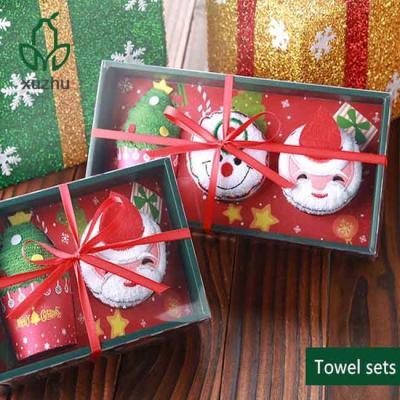 China Christmas Ice Cream Cotton Towel QUICK DRY Different Shaped Creative Gift Set Embroidered Hand Towel for sale