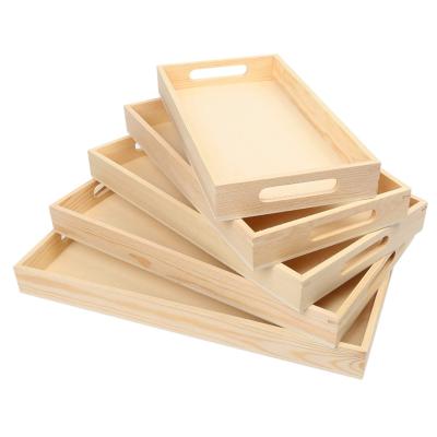 China DIY Nordic Simple Natural Wooden Pallets With Handles For Decoration Nordic Tray for sale