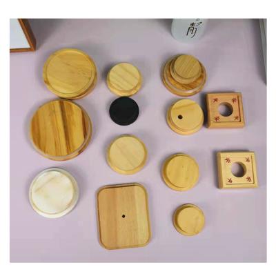 China Newest Design Creative Glass Wood Cup Lids Candle Cover Wholesale Solid Wood Wood Cup Lid for sale