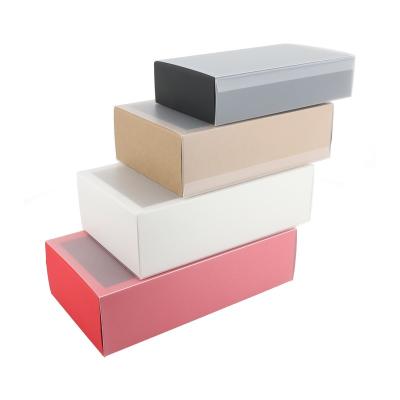 China 2022 Recycled Materials New Arrival Premium Material Frosted PVC Sleeve Window Sliding Kraft Paper Drawer Box for sale