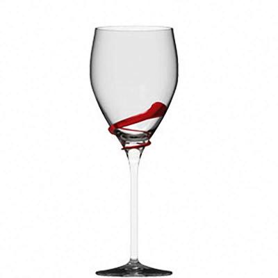 China China Supplier Handmade Crystal Stemware Wine Glass with Red Swirl Line for sale