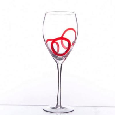 China Handmade Stemware High Quality Wine Glass with Red Circles for sale