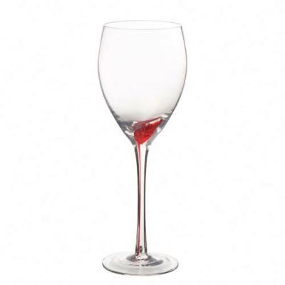 China Handmade fancy wine glass cup with red leaf decoration for sale