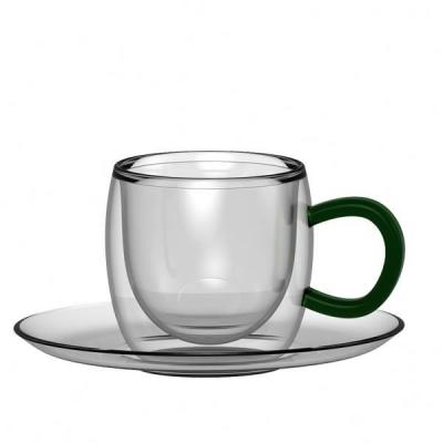 China Best Design Viable Selling Personalized Glass Hot Drink Cup With Saucer for sale