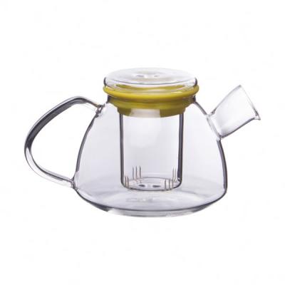 China Traditional Fire Resistant Glass Teapot Set Yellow Color Silicone Seal for sale