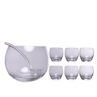 China AL Pave Glass Punch Bowl Viable Set with Cups and Spoon for sale