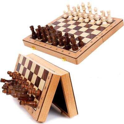 China Portable Professional Chess Wooden Folding Magnetic Chess Sets Board Game With Wooden Folding Portable Professional Chess Pieces For Adults Children Beginner Tournament Travel for sale