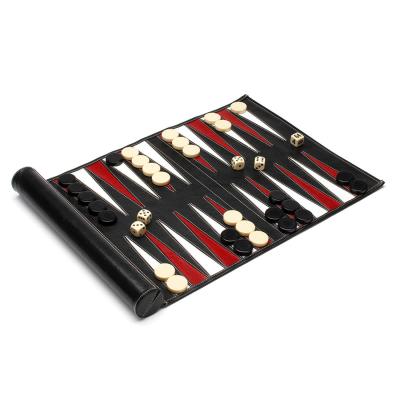 China Portable Backgammon Set Travel Backgammon Set Backgammon Rolled Game PU Suede Leather Chess Board Classic Board Game Intelligence Toys Backgammon for sale