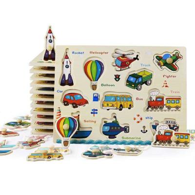 China Educational Wooden Peg Puzzles Eco-Friendly Material For Toddlers 3 Years Old, Kids Button Puzzles Alphabet, Numbers, Fruits, Animals And Vehicles Set for sale