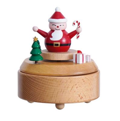 China Christmas Gift Children Christmas Wooden Music Box Solid Handmade Creative Warm Environmentally Friendly Craft Beech Wood for sale