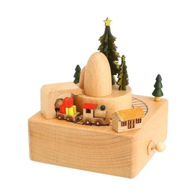 China New Christmas Environmentally Friendly Wooden Present Train Music Box Christmas Musical Box,Smart Castle Musical Box Toy Birthday Present For Lover for sale