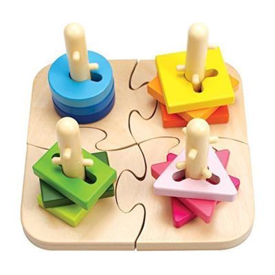 China Geometric Shapes Toy Peg Puzzles Board Block Toy Montessori Color Sorting Preschool Toy Wooden Shape Sorter Stacker Funny Educational Toddler Puzzles for sale