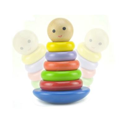 China best low price montessori toy china classic wooden montessori manipulative toy rainbow stacking rings for sale