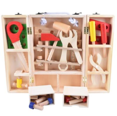 China Funny Educational Toy FUN Kids Wooden Toolbox Toys Set Kids Tool Kits Boy Gift Learning Toy Construction Set Pretend Play Gift For Children for sale