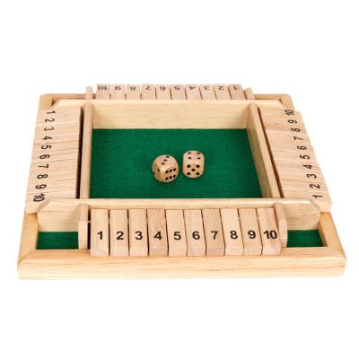 China Prgomotional Gifts Wooden Board Game Large Set with Close-The-Dice Box for Kids and Adults - Study of Addition Classroom Party Home Bar for sale