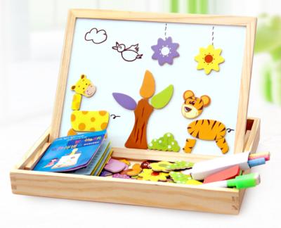 China DIY Practice Magnetic Art Games Easel Animals Wooden Puzzles Mult Function Smart Kids Toy Preschool Wooden Educational Toys For Children for sale