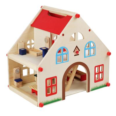 China Villa Doll House Toys Morden Dreamy House Pretend Wooden Toy Wooden Doll House / Children's Doll Villa With Doll Room Furniture Doll House for sale