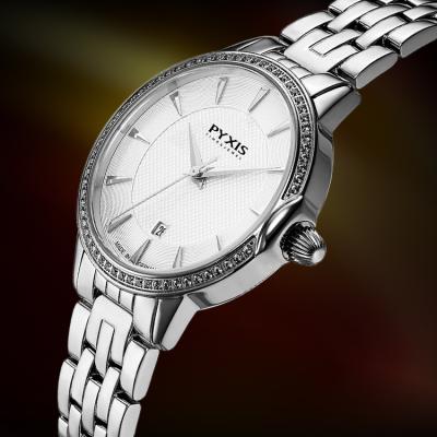 China Geometric three-dimensional lines. Bezel Set With White Sapphires Elegant Women Quartz Wristwatches White Sapphire Bezel for sale