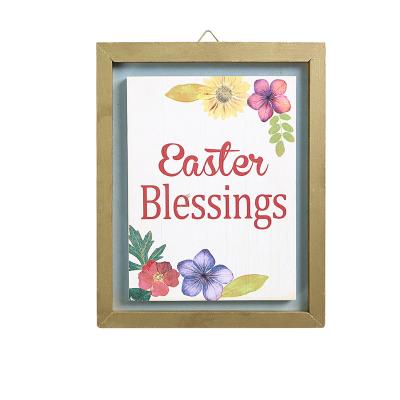 China Europe and America's new decorative wood Easter opens Easter creative home English letter board decoration hanging hanging frame for sale