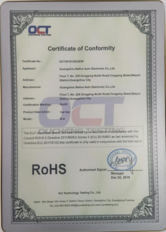 RoHS - Guangzhou Baihui Auto Electronic Co., Ltd.