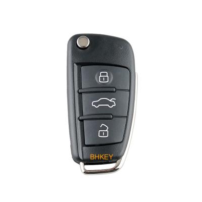 China ABS & Metal 3 Buttons Flip Car Key Case Blank Remote Key Shell Cover For Audi A3 A4 A6 A8 Q7 S6 TT for sale