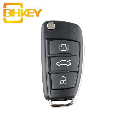 China ABS & Metal 3 Buttons Flip Remote Car Key Blank Case for Audi A3 A4 A6 A8 Q7 S6 TTT 2006-2013 for sale